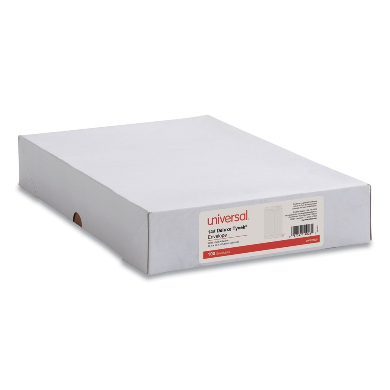 Universal 10 in. x 15 in. #15 Square Flap Self-Adhesive Closure Deluxe Tyvek Envelopes - White (100/Box)